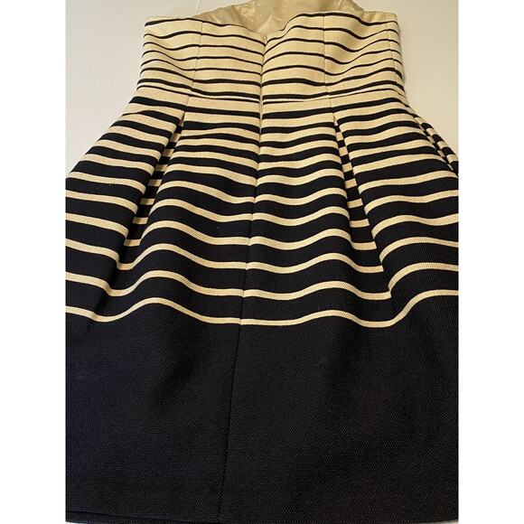 Trina Turk Women's Kenzie Tan Black Striped Lined Strapless Dress Size 4 - Picture 4 of 9
